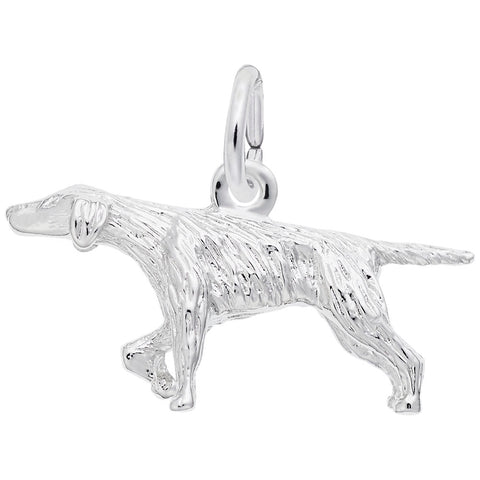 Pointer Dog Charm In 14K White Gold