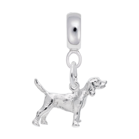 Beagle Dog Charm Dangle Bead In Sterling Silver