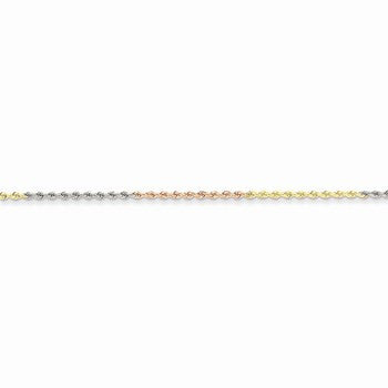 14K Tri-Color Gold Diamond-Cut Rope Chain