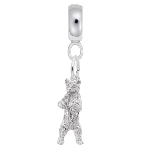 Bear Charm Dangle Bead In Sterling Silver