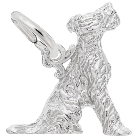 Terrier Dog Charm In 14K White Gold