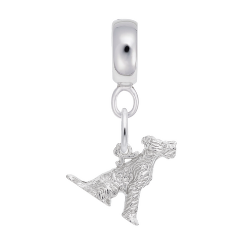 Terrier Dog Charm Dangle Bead In Sterling Silver