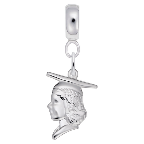 Graduation Charm Dangle Bead In Sterling Silver