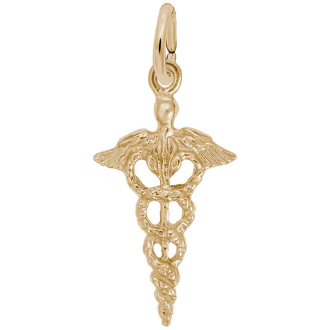 Caduceus Charm in Yellow Gold Plated