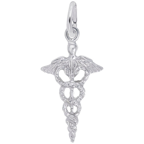 Caduceus Charm In Sterling Silver