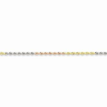 14K Tri-Color Gold Diamond-Cut Rope Chain