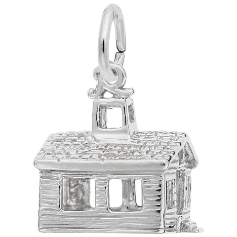 School Charm In 14K White Gold