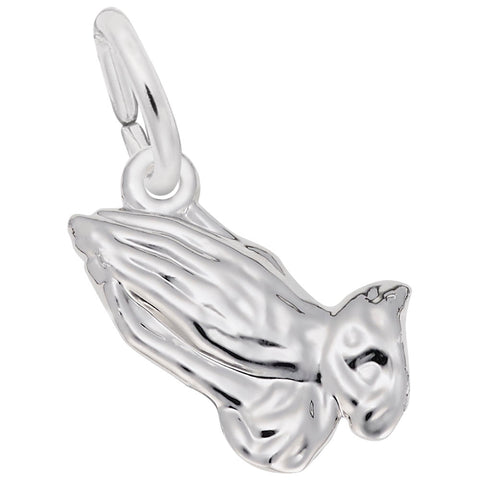 Praying Hands Charm In 14K White Gold