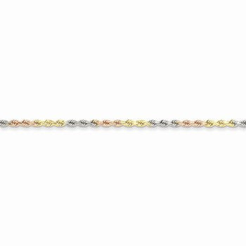 14K Tri-Color Gold Diamond-Cut Rope Chain
