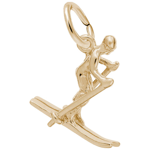 Skier Charm In Yellow Gold