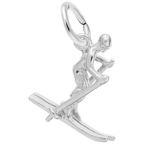 Skier Charm In 14K White Gold