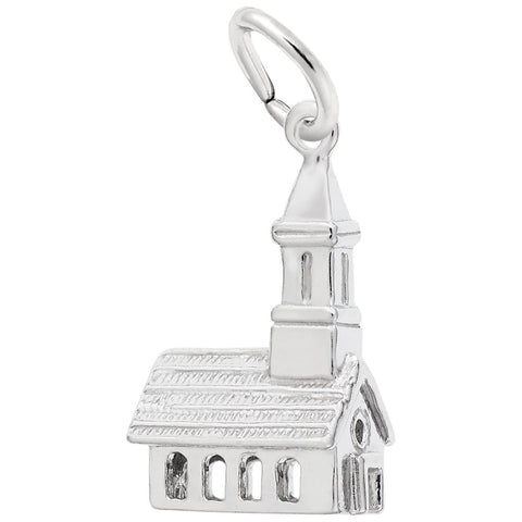 Church Charm In 14K White Gold