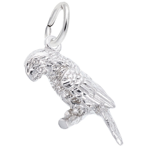 Parrot Charm In 14K White Gold