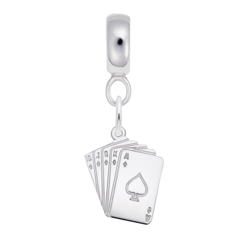 Cards Charm Dangle Bead In Sterling Silver