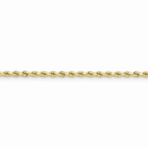 14K Yellow Gold Diamond-Cut Rope with Lobster Clasp Chain Anklet