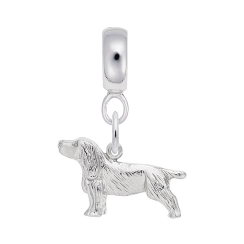 Springer Spaniel Charm Dangle Bead In Sterling Silver