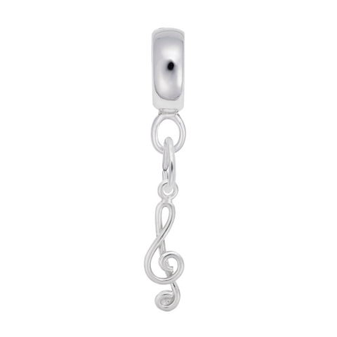 Treble Clef Charm Dangle Bead In Sterling Silver