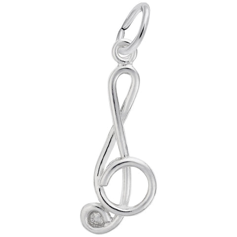 Treble Clef Charm In 14K White Gold