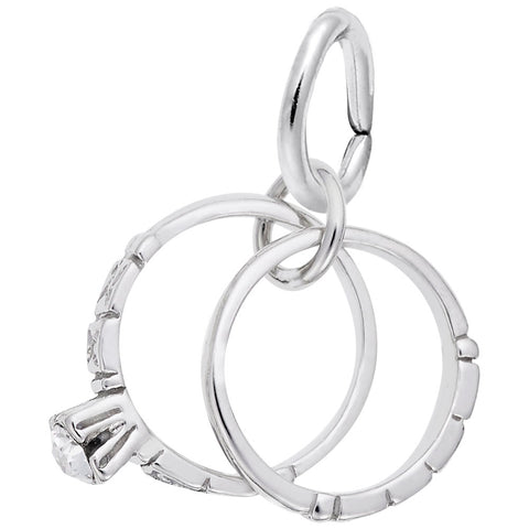 Wedding Rings Charm In 14K White Gold