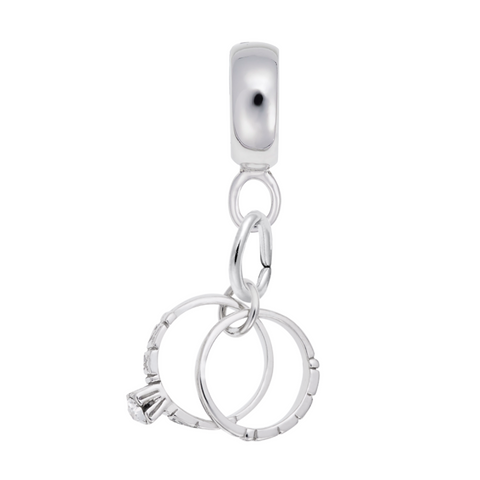 Wedding Rings Charm Dangle Bead In Sterling Silver