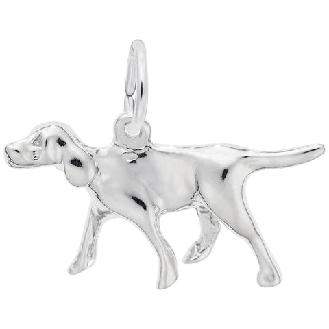 Retriever Dog Charm In 14K White Gold