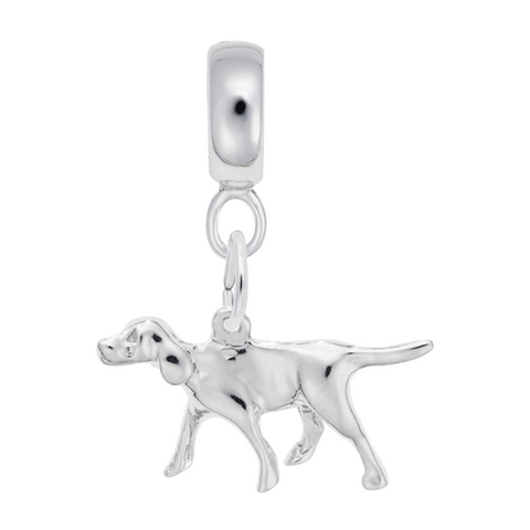 Retriever Dog Charm Dangle Bead In Sterling Silver