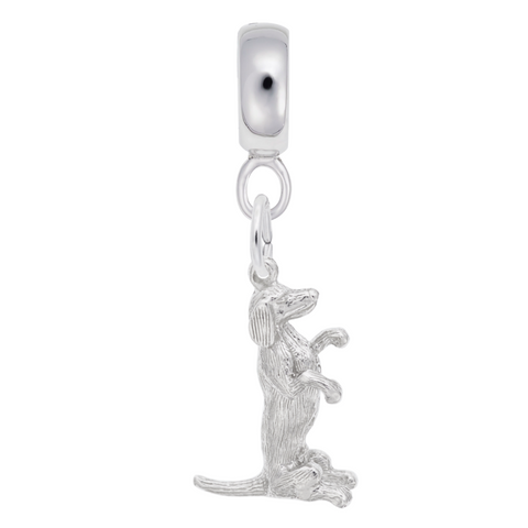 Dachshund Dog Charm Dangle Bead In Sterling Silver