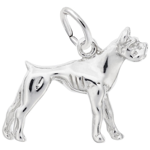 Boxer Dog Charm In 14K White Gold