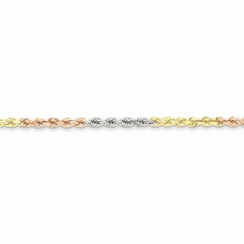 14K Tri-Color Gold Diamond-Cut Rope Chain