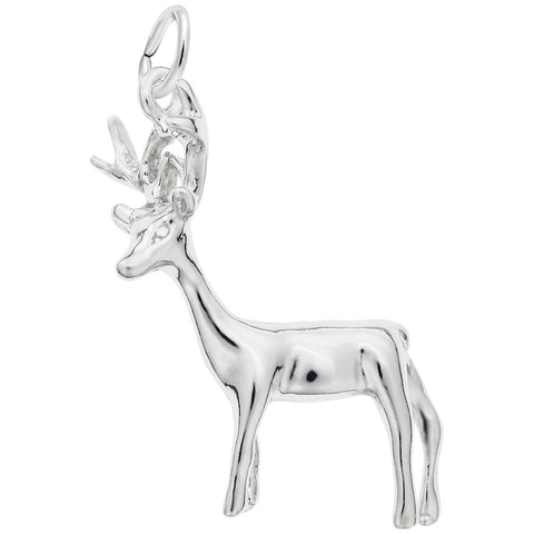 Buck Charm In 14K White Gold