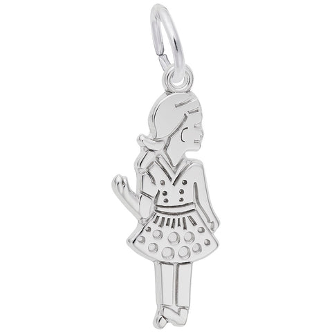 Girl Charm In 14K White Gold