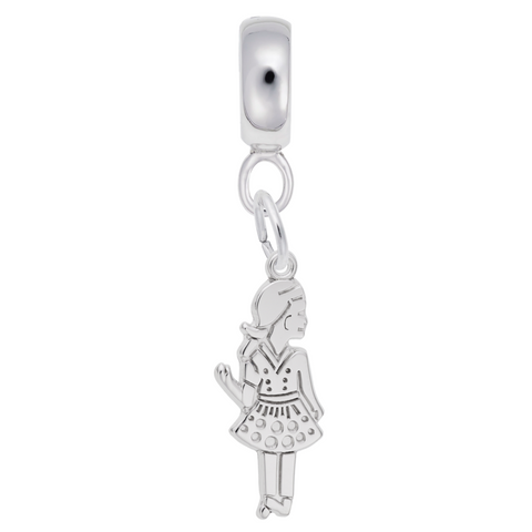 Girl Charm Dangle Bead In Sterling Silver