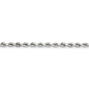 14K White Gold Diamond-Cut Rope Chain