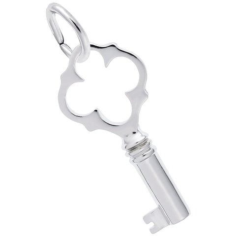 Key Charm In 14K White Gold