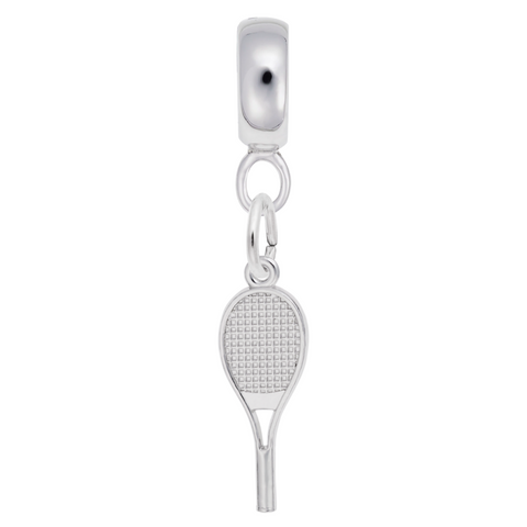 Tennis Racquet Charm Dangle Bead In Sterling Silver