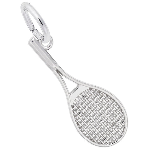 Tennis Racquet Charm In 14K White Gold