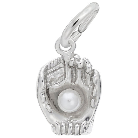 Baseball Glove Charm In 14K White Gold