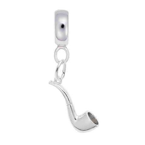 Pipe Charm Dangle Bead In Sterling Silver