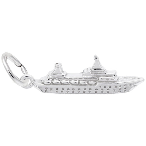 Ship Charm In 14K White Gold