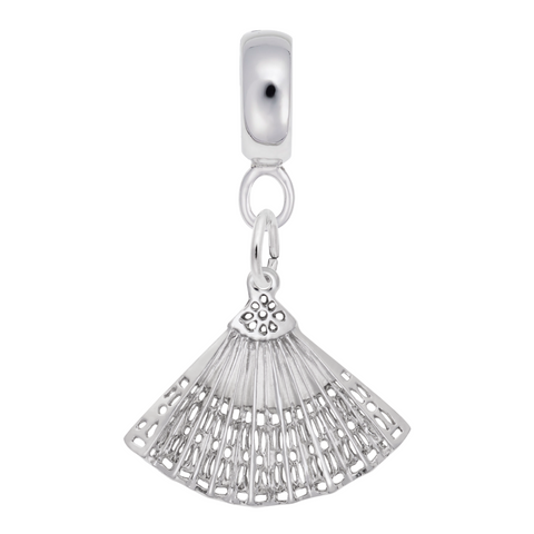 Fan Charm Dangle Bead In Sterling Silver