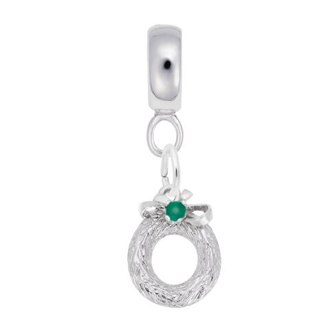 Wreath Charm Dangle Bead In Sterling Silver