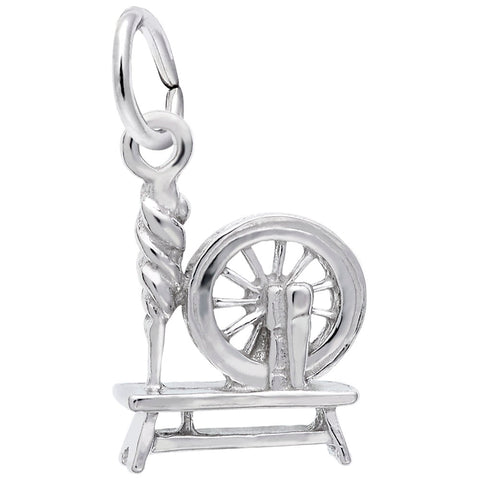 Spinning Wheel Charm In 14K White Gold