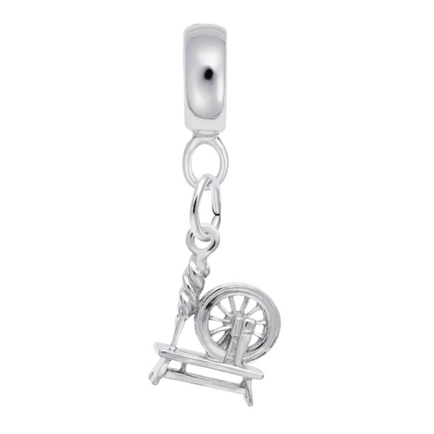 Spinning Wheel Charm Dangle Bead In Sterling Silver