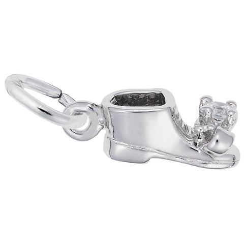 Baby Shoe April Birthstone Charm In 14K White Gold