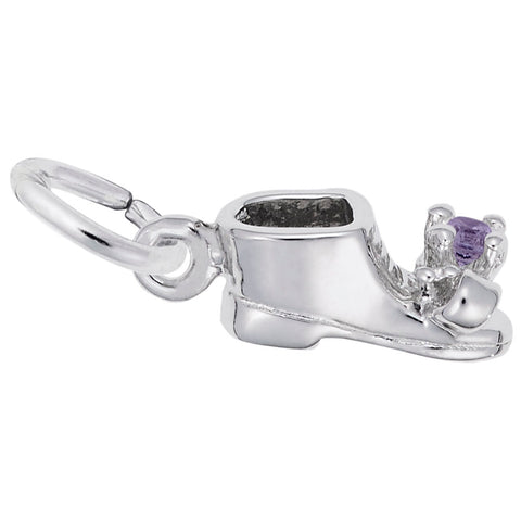 Baby Shoe June Birthstone Charm In 14K White Gold