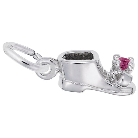 Baby Shoe July Birthstone Charm In 14K White Gold