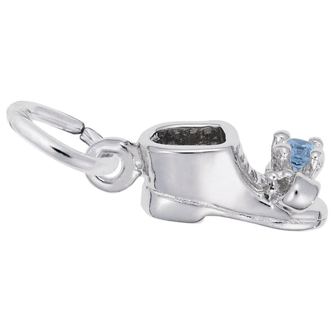 Baby Shoe Dec. Birthstone Charm In 14K White Gold