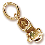 Baby Shoe August Birthstone Charm in Yellow Gold Plated