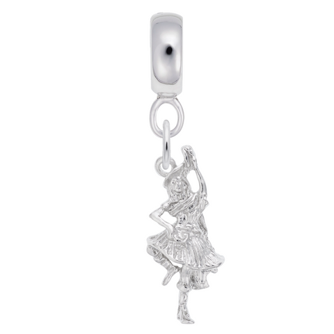 Highland Dancer Charm Dangle Bead In Sterling Silver