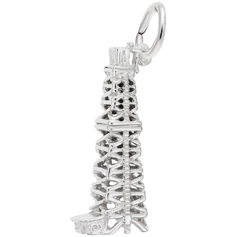 Oil Well Charm In 14K White Gold